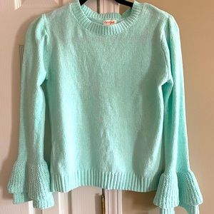 Cat & Jack girls chenille aqua sweater, size XL 14/16 NWT
